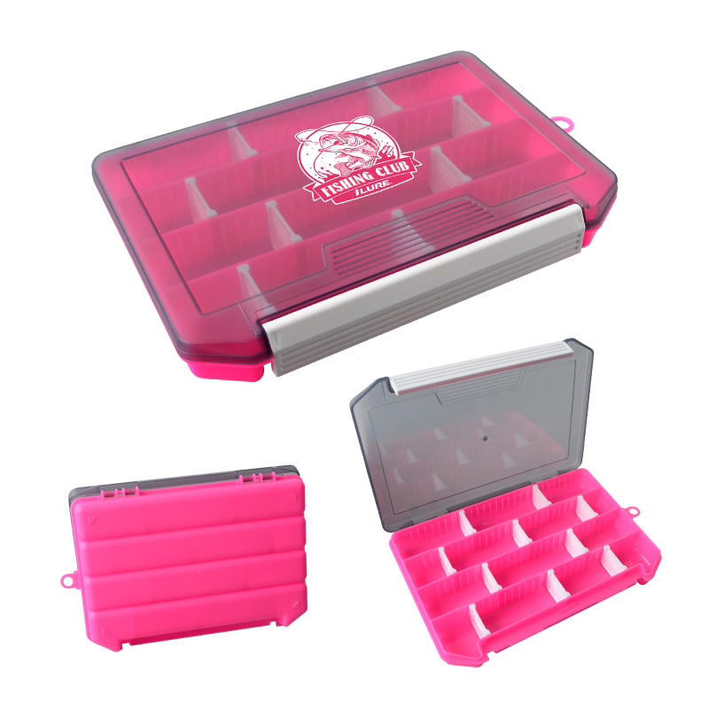 Fishing Box Plastic Fisherman Tackle Box Bait Container Hook Lure Tool Case Box Accessories Storage Supplies Organizer for Carp: Pink