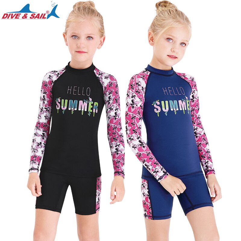 Piger to stykke udslæt vagt langærmet dykkeskind svømme surf snorkel badedragter til børn badetøj soldragter børn