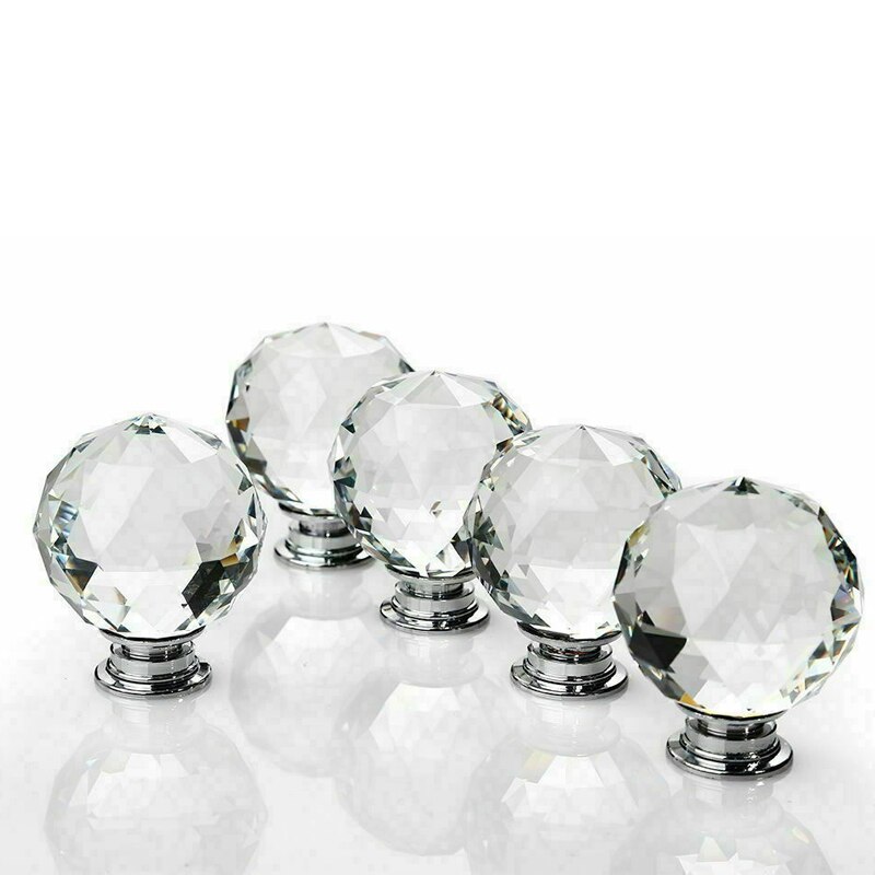 Transparent Round 30mm Crystal Diamond Glass Door Handle Cabinet Drawer Furniture Handle Ball Handle Knob