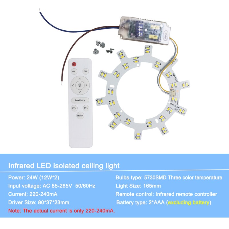 Smart2.4G Infrarood Beloven AC85-265V Met Plafond Afstandbediening Led Lamp Voor Plafondlamp Indoor Plafondlamp: a-12x2Wisolation