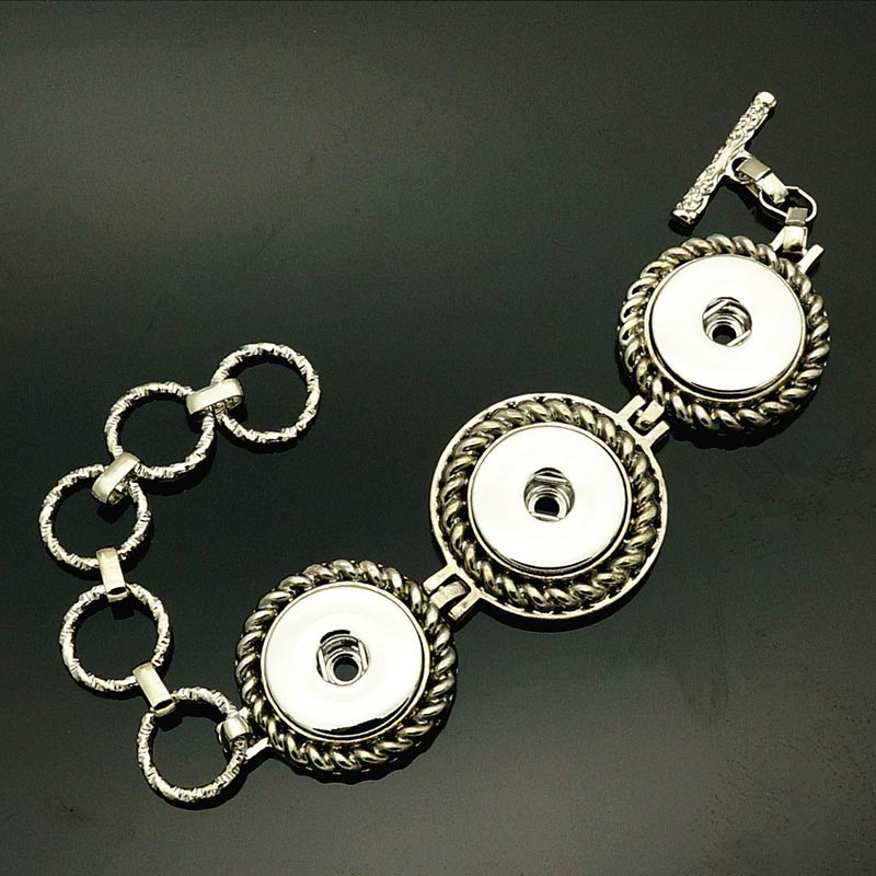 Charming 3buttons snap bracelet bangle 22cm fit 18MM snap buttons jewelry SG0170