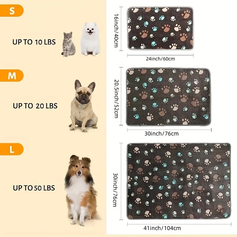 Verdikte Zachte Flanel Fleece Kat Hond Deken Bed Matten Poot Voetafdruk Warme Huisdier Deken Slapen Bedden Cover Mat Voor Huisdieren Benodigdheden