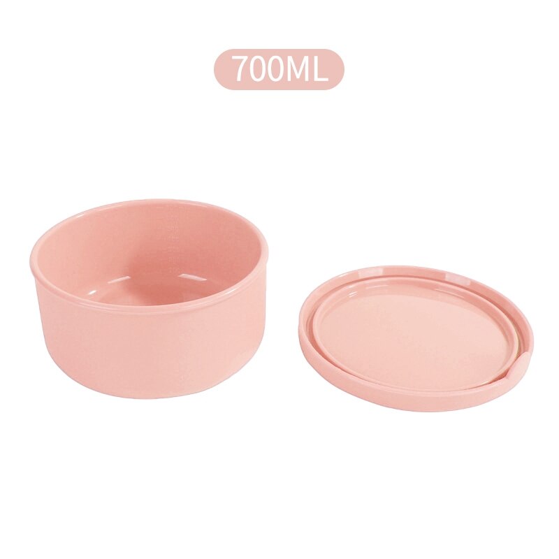 Kids Silicone Lunch Box with Lid Food Fruit Salad Fresh-Keeping Bowl Bento Box Kitchen Storage Containers Leak Proof: Pink 700ML