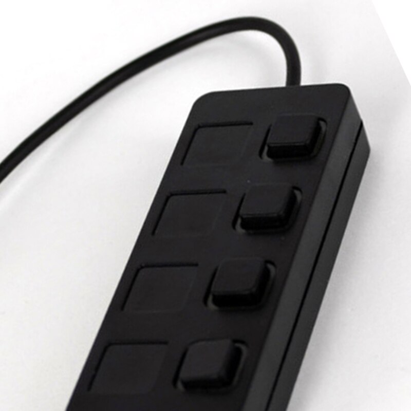 4-Port USB 2.0 Hub with Individual LED Lit Power Switches, Hub USB Extension One for Four, Splitter Independent Switch