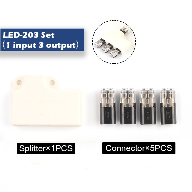 Draad Connector Set Splitter Box Met Connector Voor Audio Auto Moto Verlichting Systeem 22-18AWG Led Strip Draad Kabel Junction Box: D203 Set