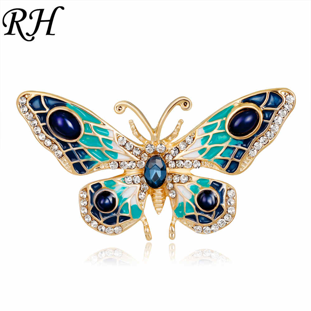 Crystal Butterfly Brooch For Women Brooch Collar Pins Corsage Rhinestone Insect Animal Brooch Badges Jewelry Accessories: 16BC209