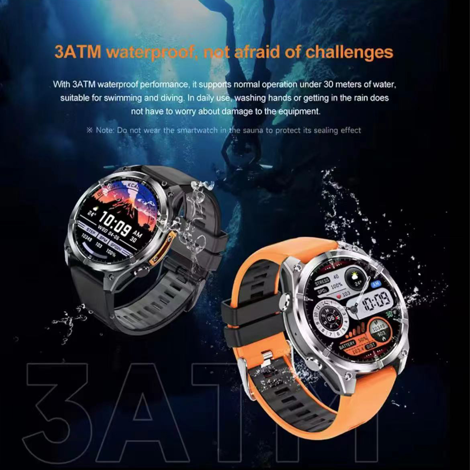 2025Nowy inteligentny zegarek robić nurkowania dla mężczyzn Ekran AMOLED 3ATM Wodoodporny sportowy naganiacz zwierza zdatność Tętno BT Połączenie Inteligentny zegarek dla Xiaomi