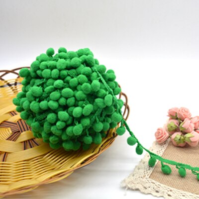 verkoop 5yd/lot 25mm breedte kleurrijke PP bal elastische kant lint kwastje trim naaien materiaal accessoires voor thuis decoratie: green 204