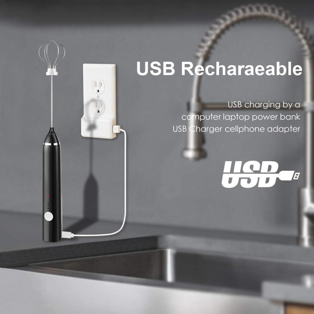 YAJIAO Rechargeable Milk Frother Handheld Electric Foam Maker Stainless Whisk 3 Speed for Coffee Latte with 16 Pcs Art Stencils