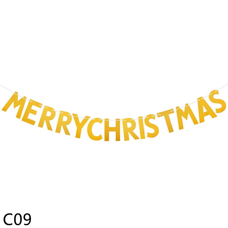 1pc guirlandes de bannières joyeux noël, bricolage, artisanat en papier, lettres multi-styles, décoration florale pour la maison, décoration suspendue de noël: C09