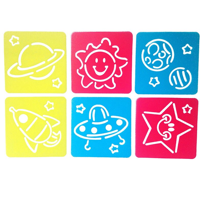 6Pcs Children Transport Shaped Plastic Painting Drawing Template Stencil Kids Toy