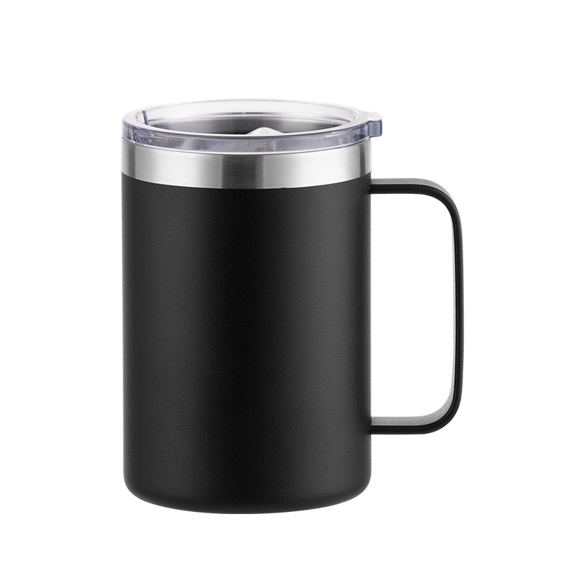 Nueva taza de café de acero inoxidable de doble pared, taza de té de 12oz y 16oz, 350ml, 450ml, termo aislado, tazas al vacío con mango: Azul / 301-400 ml