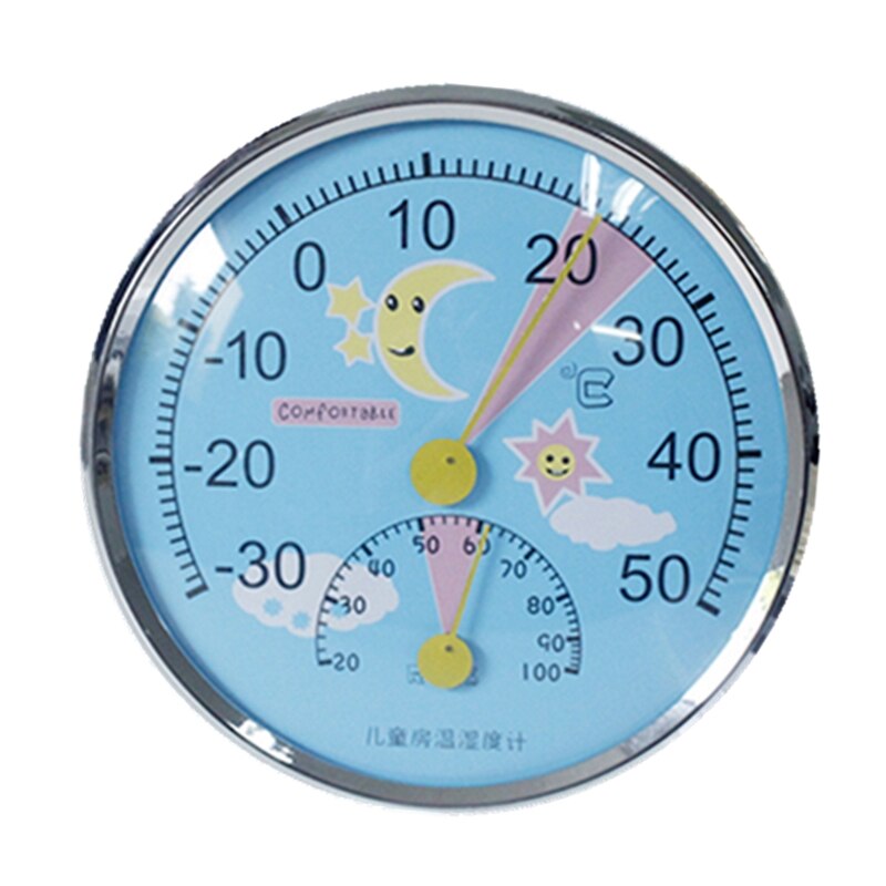 Odatime Thermometer Mechanical Hygrometer For Kids Room Bathroom Indoor Outdoor Temperature and Humidity Meters Logger: Blue