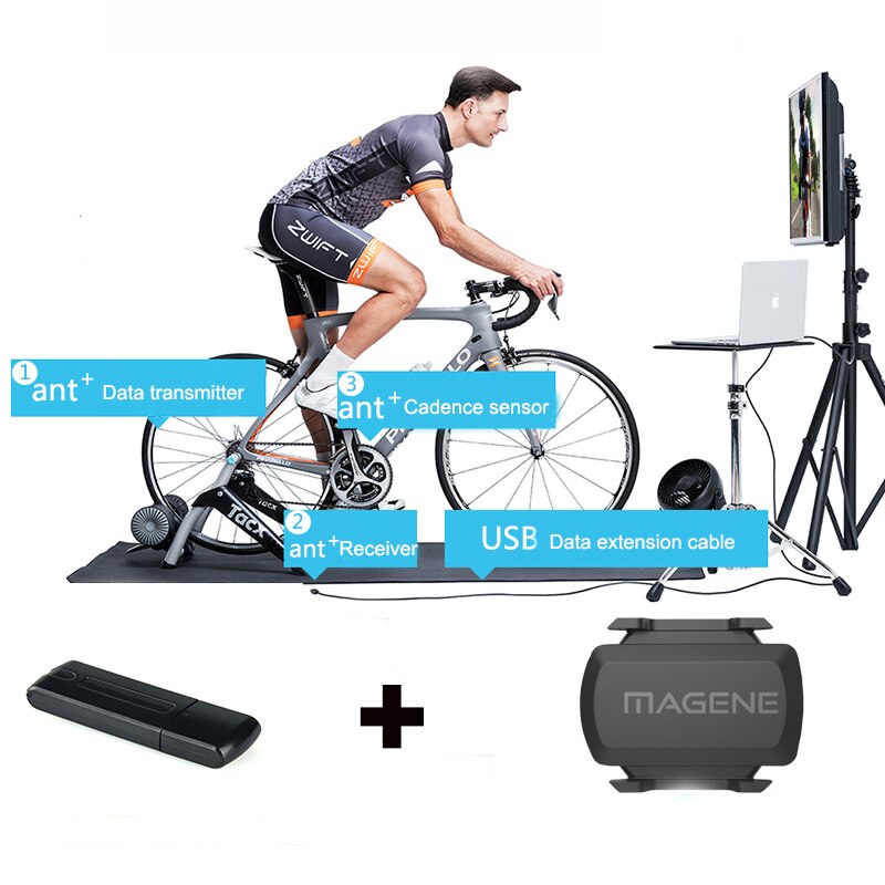 Ant + USB pegatina para Zwift Tacx Wahoo Garmin Bkool bicicleta entrenador una vuelta datos ANT + USB Sensor receptor Stick Ordenador de bicicleta