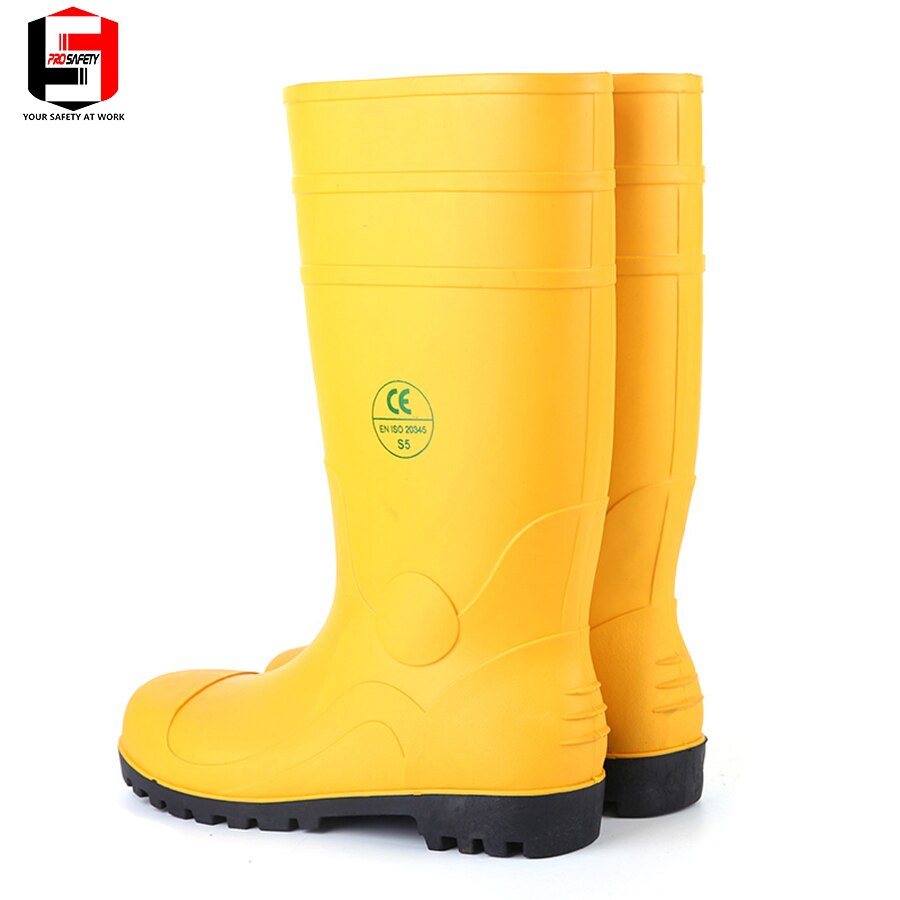 Light work Steel Toe insert PVC safety Boots Upper Material and Unisex Knee Safety Boots Clear Plastic Rain Boots