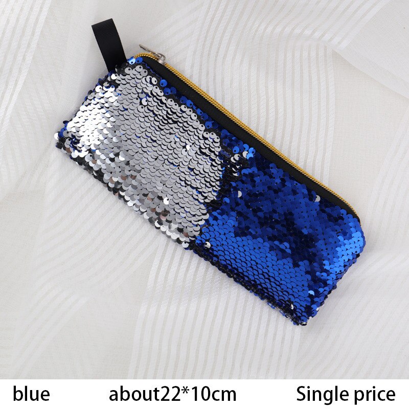 Super Pencil Writing Case Large Capacity Sequin Pencilcase Pen Bag School Supplies Pencils Box Pouch Stationery Girls: Royal Blue