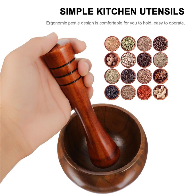 Houten Knoflook Mortel Stamper Slijpmachines Kom Set Knoflookpers Gember Vloerplaten Pot Spice Pepermolen Gereedschap Keukengereedschap