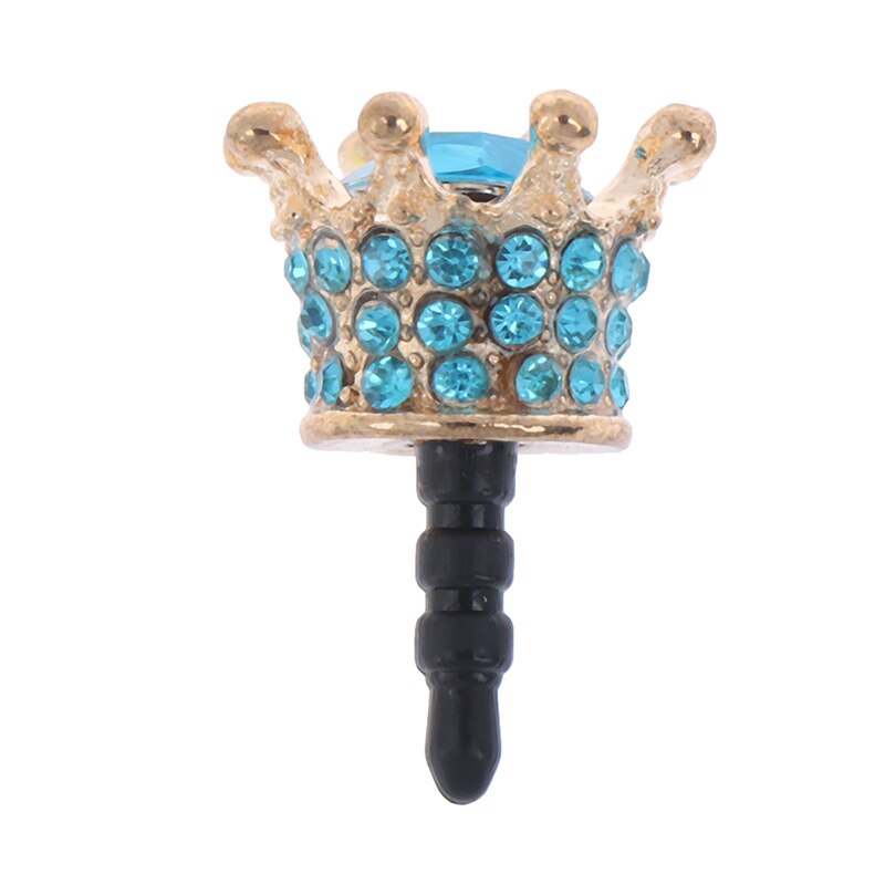 3.5mm Crown Diamond Anti-Dust Plug Telefoon Anti Dust Plug Audio Oortelefoon Hoofdtelefoon Plug: Blauw