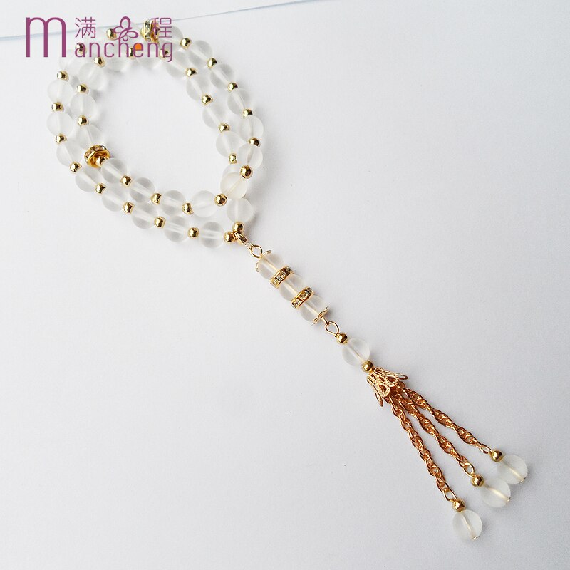 Moslim Gourbon Festiv Etnische religieuze tasbih gebed kralen matte glas kralen armband, Vrouwen mannen Gourbon Festival armband