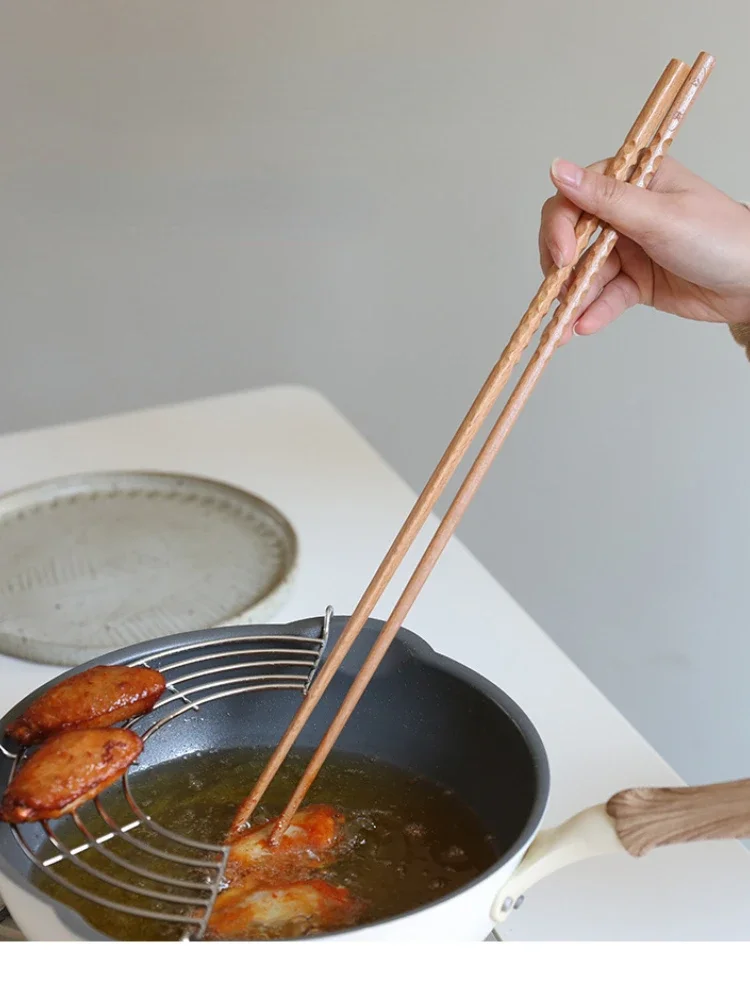 Pauzinhos japoneses extra longos de madeira de faia polido, comida frita, macarrão, pauzinhos antiderrapantes, ferramentas de cozinha