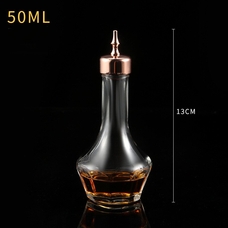 Bitters-botella de vidrio para cóctel, herramientas para barman, 30ml/50ml: Rose gold cover 50ml
