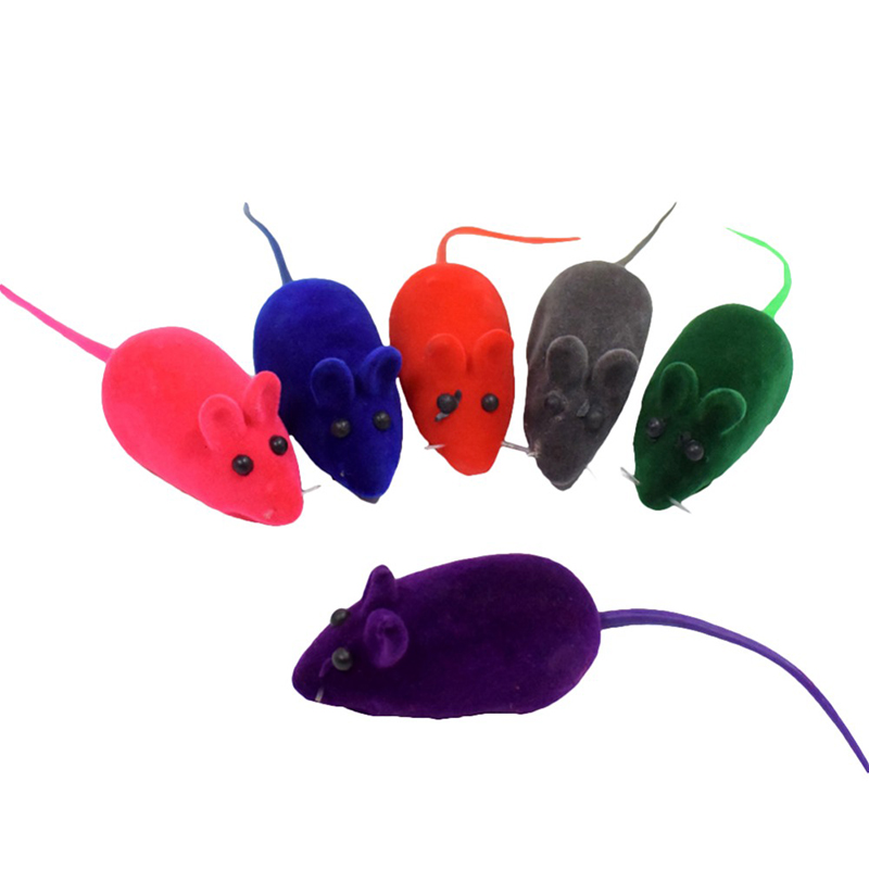 Juguetes Divertidos para gatos, ratón de goma con sonido interactivo, sonido flocado, forma de rata, juguetes realistas de colores aleatorios, suministros para perros y gatos