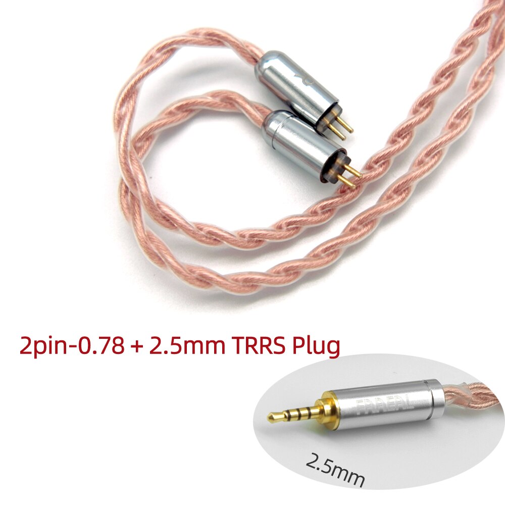 FAAEAL 4Core High Purity Copper cable with 2Pin/MMCX Connector 3.5/2.5/4.4mm Gold-plated plug Earphone Upgrade Cable For TFZ/TRN: 2pin-2.5mm TRRS