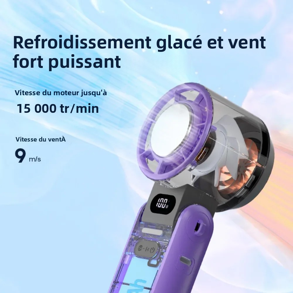 Handheld Luchtkoude Ventilator 3600mAh USB Oplaadbare Outdoor Mini Koelventilator Met 100 Speed Wind Koud Kompres Opvouwbare Desktop Fan