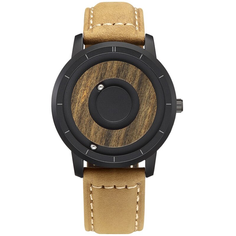 Echt Holz Uhr Kreative Holz Zifferblatt Männer Uhren Magnetische Magnet Metall Ball EUTOUR Mens Retro Quarzuhr Männlichen Saat reloj: 14