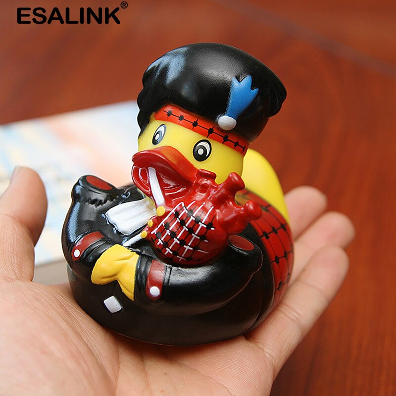 ESALINK Rubber Duck Style Spoof Duck Red Hockey Rhubarb Duck Black Hat Toy Duck Children Toy Duck