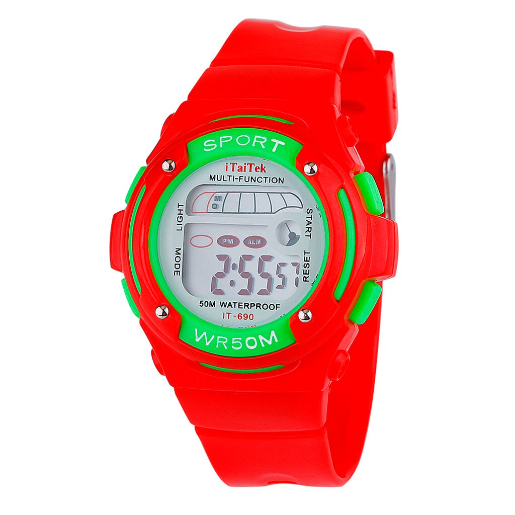 Digitale Horloge Voor Kinderen Wekker 30M Waterdichte Led Lichtgevende Sport Horloge Roestvrij Stalen Gesp Plastic Band Horloge: D
