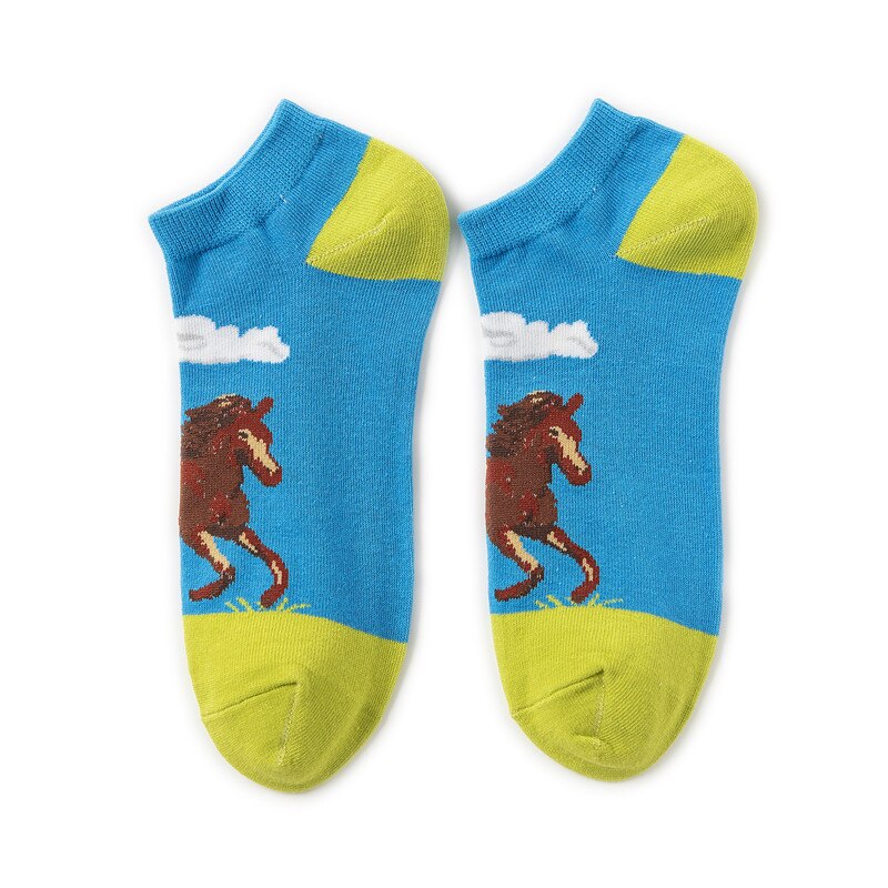 Hip hop trend sjove kvinder mænds korte sokker farverige personlighed tegneserie frugt dyr mønster skateboard sokker: 6