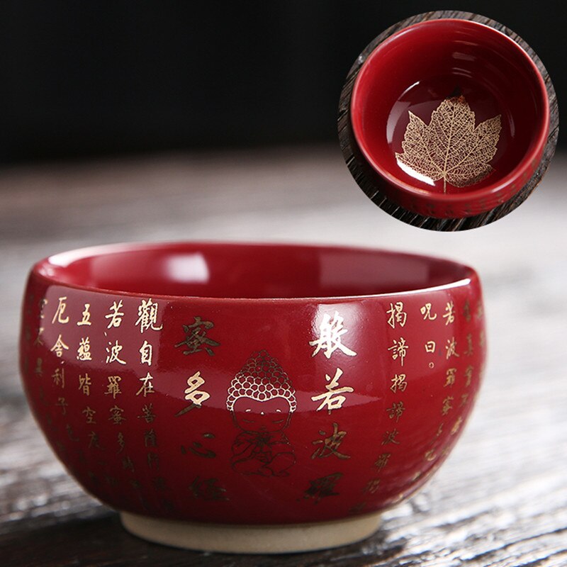 Hart Sutra Thee Cup Rood Blauw Kleur Persoonlijke Zen Boeddha Thee Set Cup Premium Leven Thuis Thee Accessoires