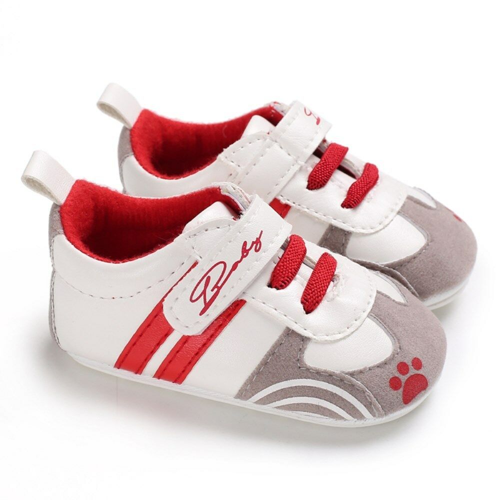 Pudcoco baby casual skor 0-18m baby skor pojke flicka nyfödd mjuka sulor läder spjälsäng mjuk sula sko sneaker: Röd / 7-12 månader