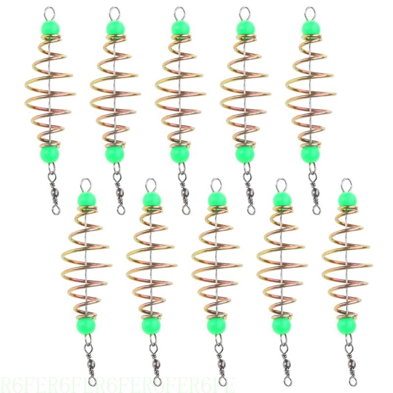 R6FE Isca pesca Conjunto 10 carpa isca pesca com gaiola com contas pendentes para a pesca Small Lake