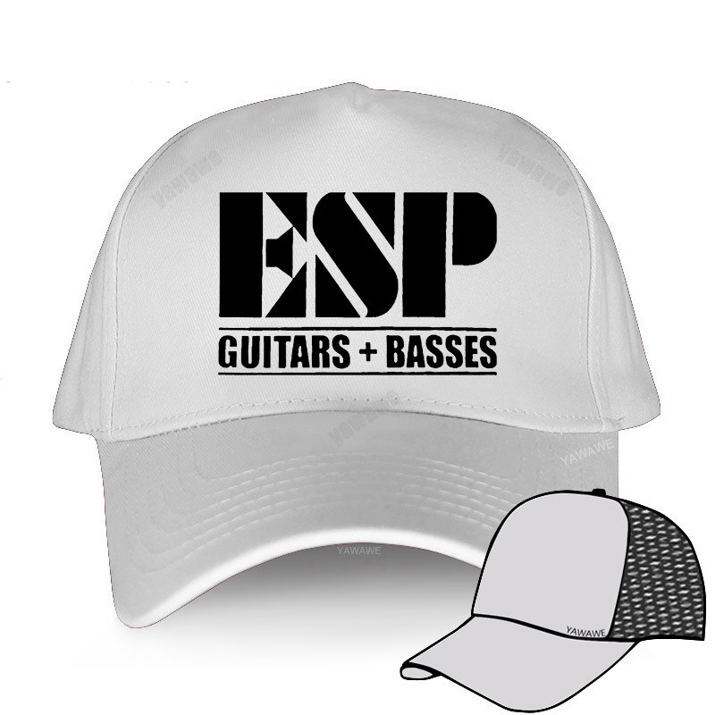 Summer Esp Guitars Caps Casual Adjustable Baseball Cap Men Music Guitars Hats: white mesh