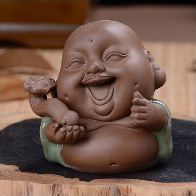 Glad buddha grine smilende buddha lille størrelse porcelæn leret ler te kæledyr geyao håndværk knitre glasur te spille på salg: Stil 5