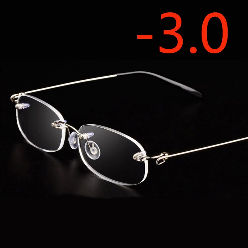 Kantfri metalramme nærsynede briller ultralette kortsigtede nærsynethed briller kvinder mænd  -1.0 -1.5 -2 -2.5 -3 -3.5 -4.0: Moypia 300