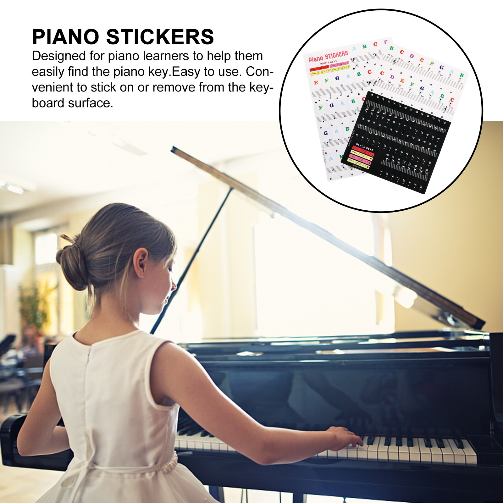 2 Sets Brief Piano Stickers Piano Decal Piano Toetsenbord Stickers Piano Levert