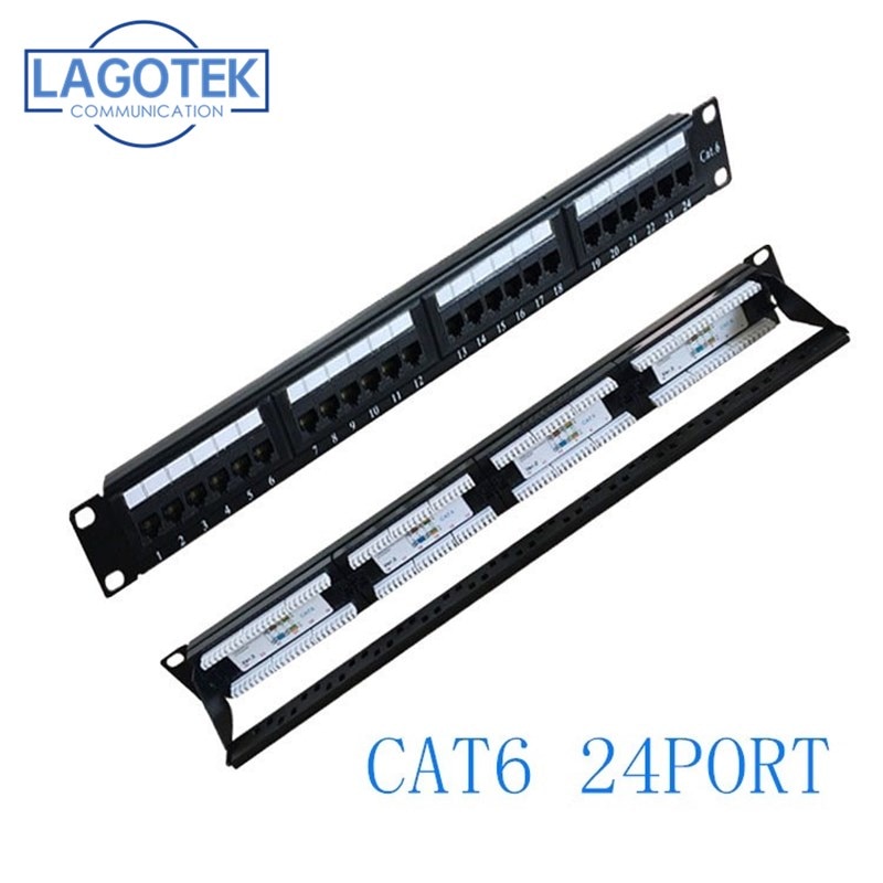 24 Ports CAT6 UTP Keystone Patch Panel 19 inch 1U cat6 Cable Frame Faceplate rj45 patch panel 24port