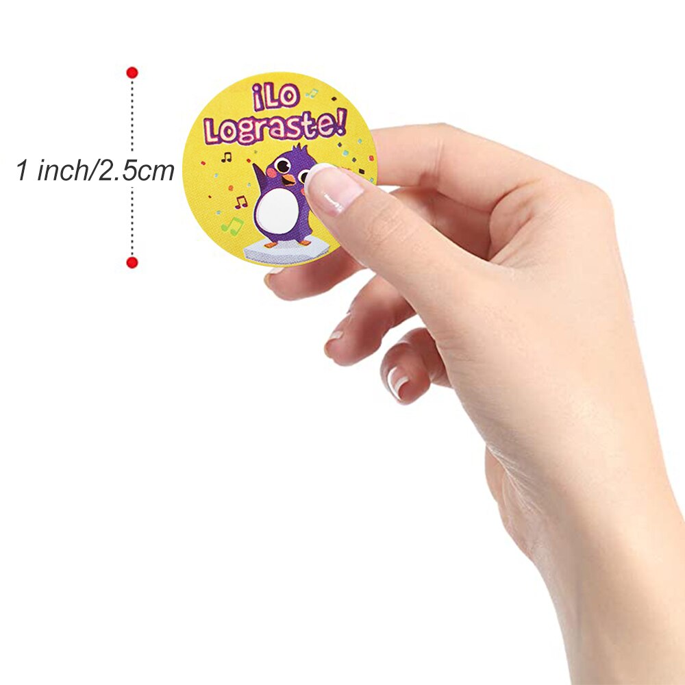 Cartoon Animals Stickers 1 inch Spanish Reward Sticker for Kids 500pcs/roll 8 Designs Motivational Cute Stickers