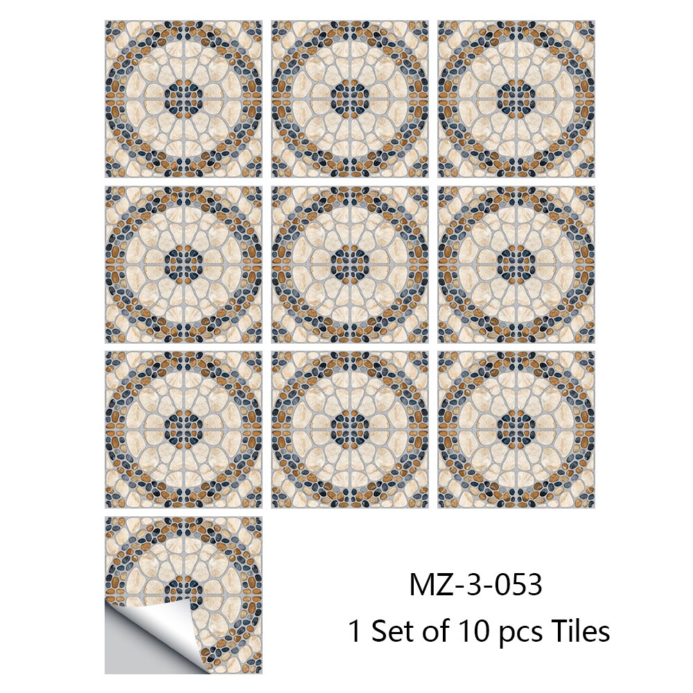 10Pcs Geplaveide Patroon Mat Oppervlak Tegels Stickers Keuken Badkamer Vloer Behang Antislip Thicken Waterdicht Art Mural: 20cmX20cmX10pcs