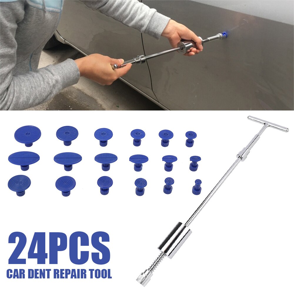 24pcs car free sheet metal dent repairer T-rod puller kit