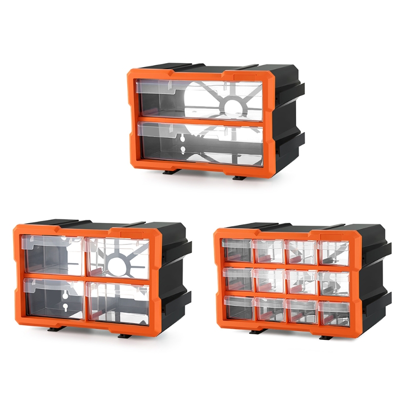 Durable Orange and Black Multi-cell Compartment Storage Box for Screws /Nuts /Small Parts 7.87x11.81x6.5&quot;