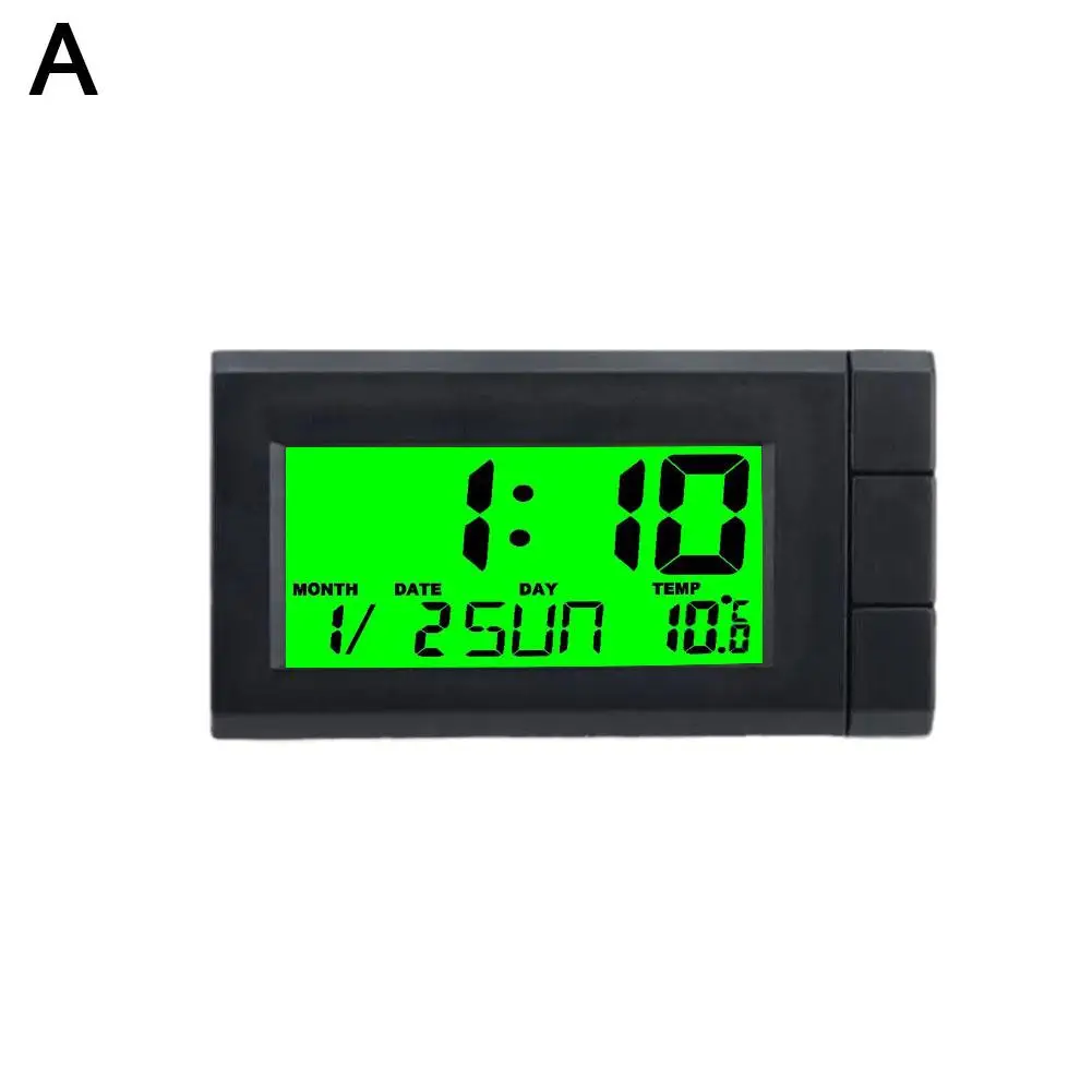 Reloj Digital 3 en 1 para coche, accesorio con pantalla Lcd, calendario, temperatura, retroiluminación, T1e6: Marrón