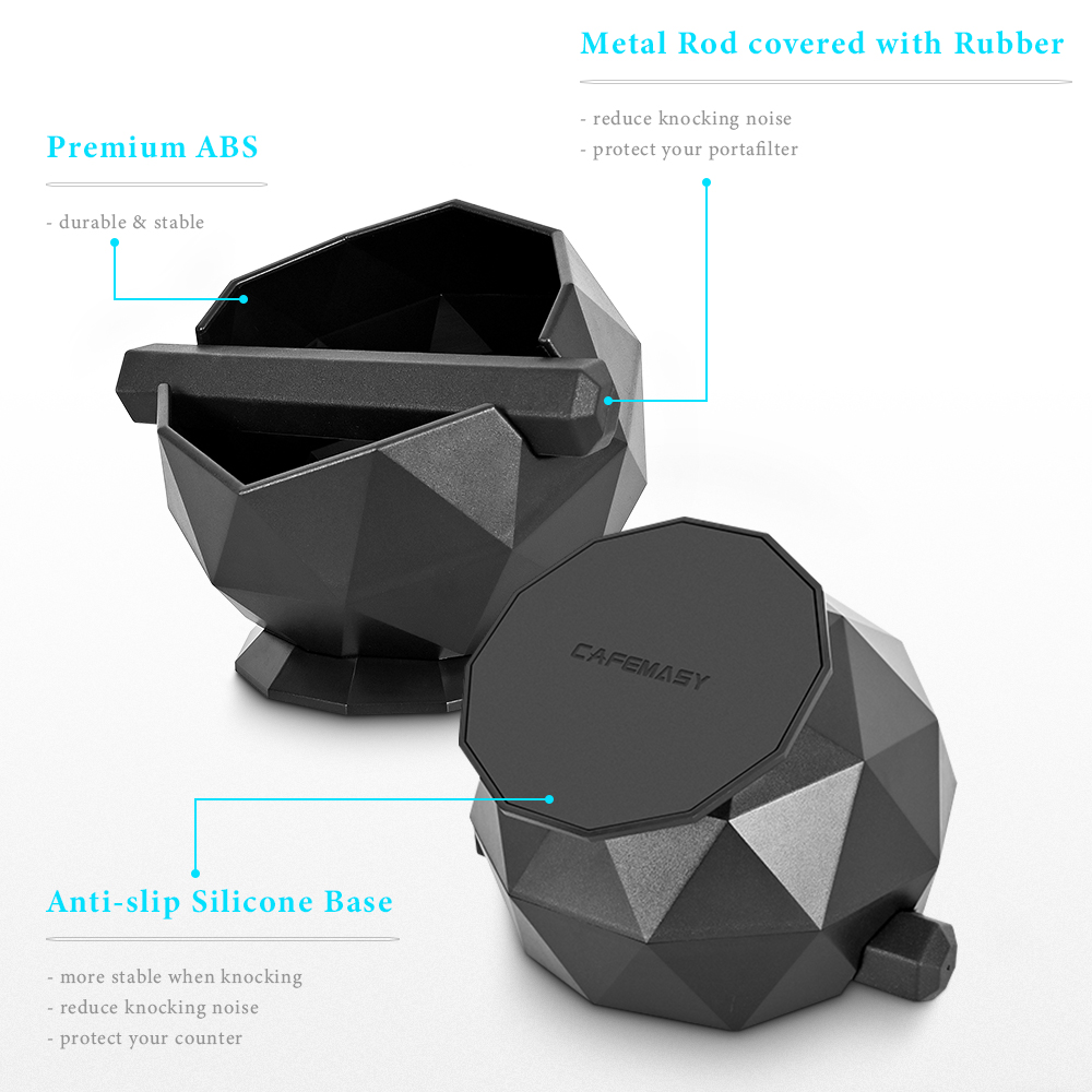 Kahvinpoistolaatikko liukastumisenesto iskuja vaimentava kahvijauhatus kaatopaikka kahvijauhe koputtaa espressojauhe kaatopaikka roskakori kahvila baristalle