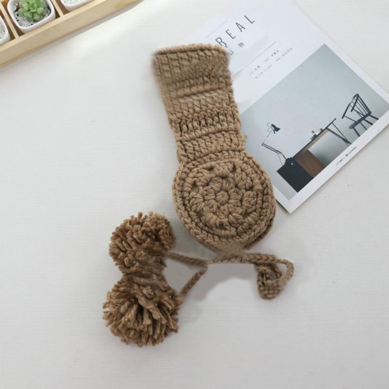 Cache-oreilles en tricot pour femmes, bandeau chauffe-oreille en Crochet, cache-oreilles en tricot avec pompons, cache-oreilles chauds d'hiver