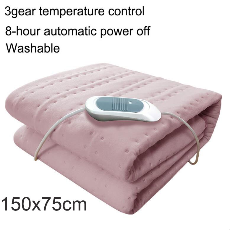 220V household electric blanket double single control temperature timing electric mattress student dormitory household single th: 150x75cm Pink