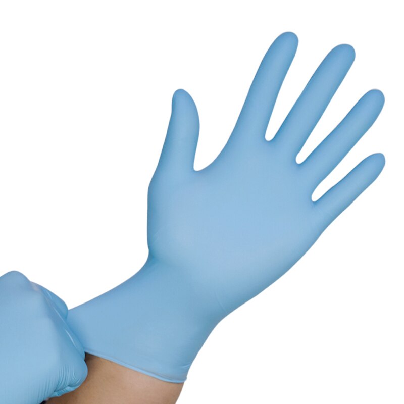 100 Stuks Wegwerp Nitril Handschoenen Allergie Gratis Olie-Proof Voor Huis Schoonmaken/Voedsel/Tuin Handschoenen Universele Voor links En Rechts: Light blue / L