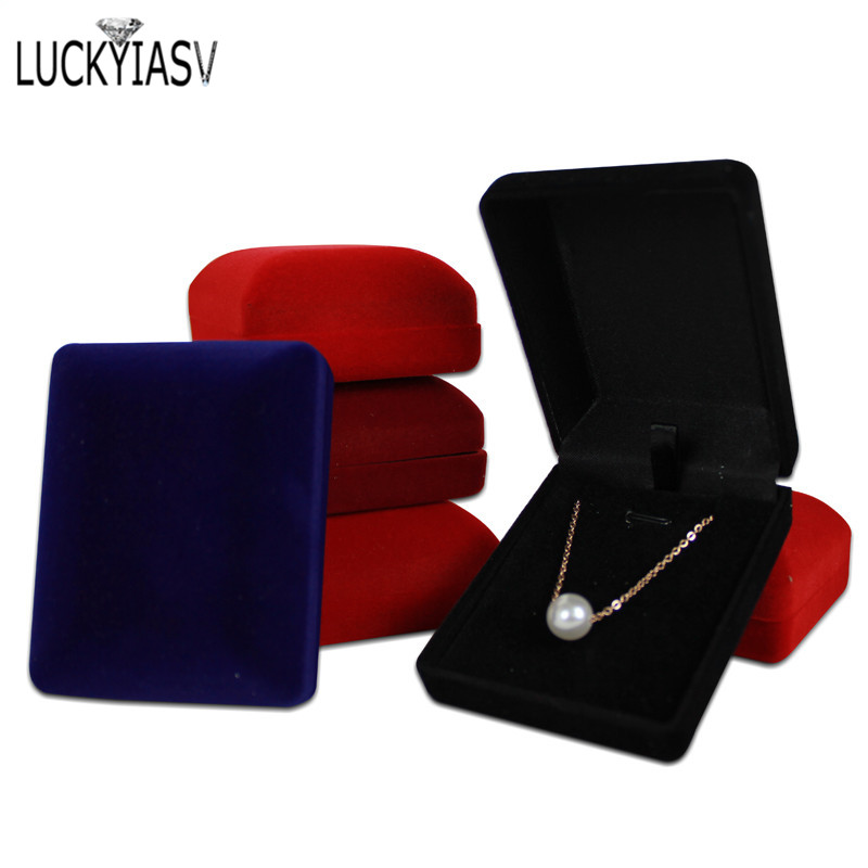 Gros noir velours mariage mariée bijoux collier pendentif boîte Colar boucles d'oreilles bibelot présentoir support organisateur